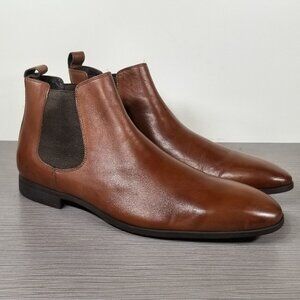Calibrate Pull-on Chelsea Boot, Cognac Leather, Mens Size 12 M